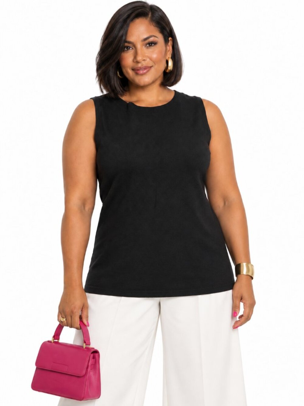 Dressbarn Woman Black Sleeveless Knit Shell Career Workwear Size 14/16